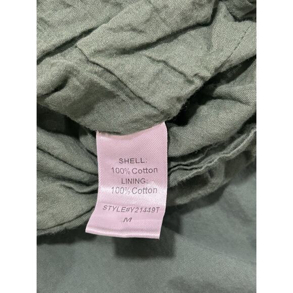 Pomander Place Dress sz M Ceci Smocked Long Sleeve Green Tiered Cotton Mini Boho - Picture 4 of 10